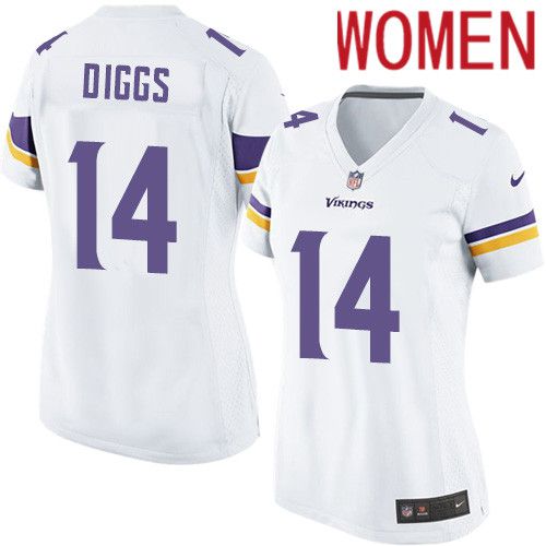 Women Minnesota Vikings #14 Stefon Diggs Nike White Player Game NFL Jersey->women nfl jersey->Women Jersey